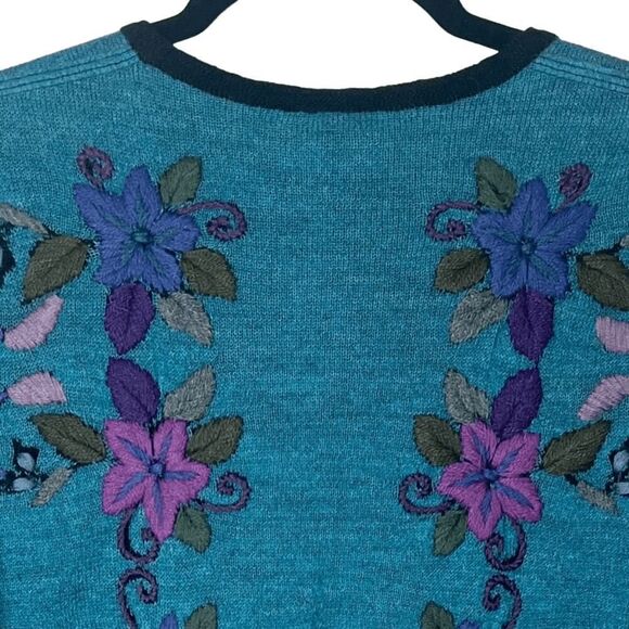 NWT Tey-Art Peruvian Alpaca Floral Embroidered Reversible Cardigan Sweater Sz S - Picture 4 of 13